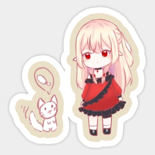 child and cat Sticker